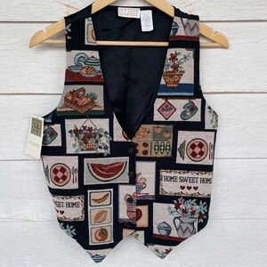 Vintage 80s/90s Ivy Club Tapestry Vest, Granny Cottage Core Style NWT